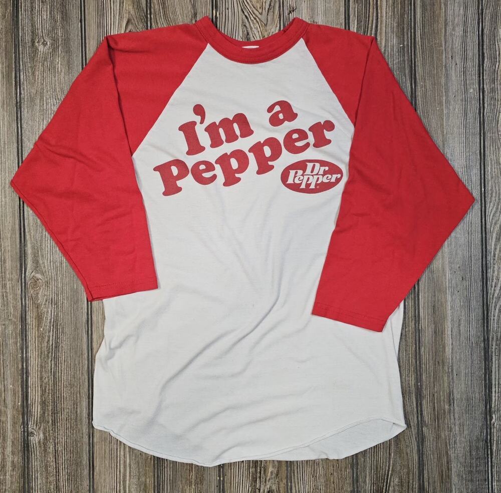 Vintage DR PEPPER I'm A Pepper Raglan 3/4 Sleeve T Shirt Size M